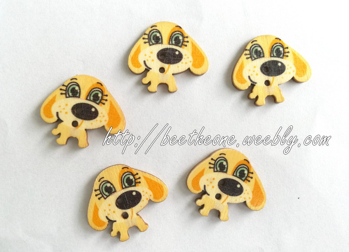 Bouton "Petit Chien" en bois - 30 mm - 6 coloris disponibles