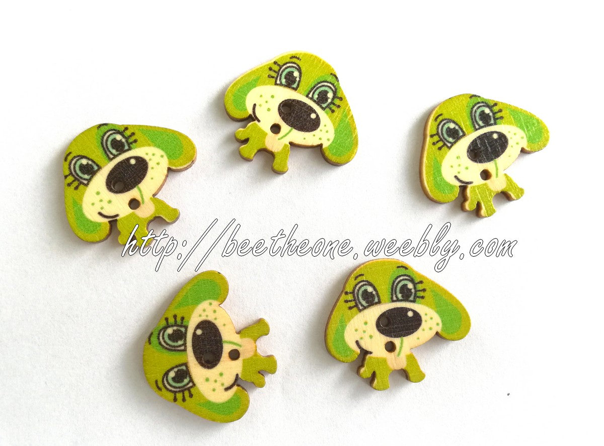Bouton "Petit Chien" en bois - 30 mm - 6 coloris disponibles