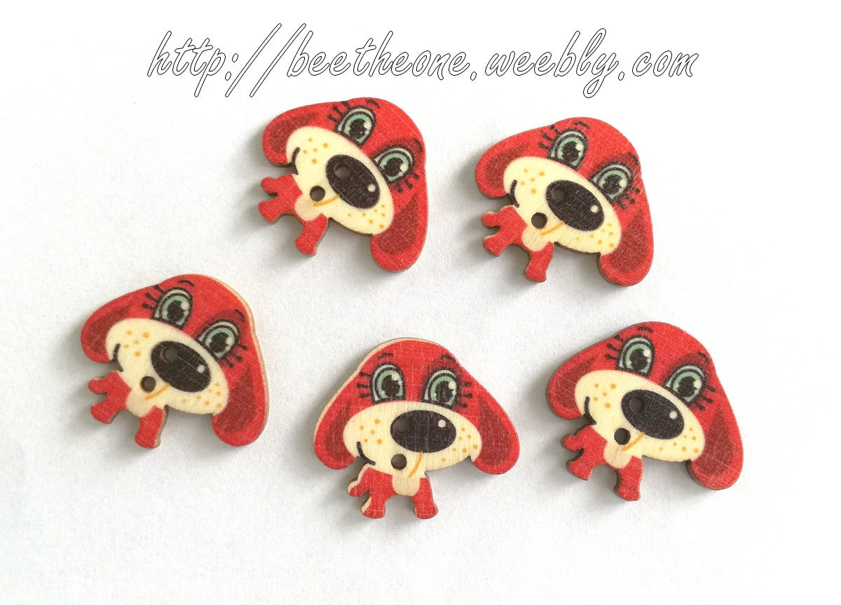 Bouton "Petit Chien" en bois - 30 mm - 6 coloris disponibles