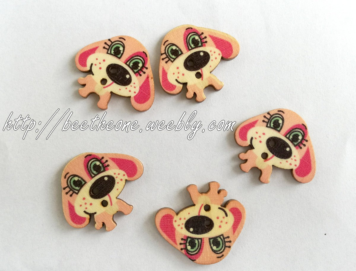 Bouton "Petit Chien" en bois - 30 mm - 6 coloris disponibles