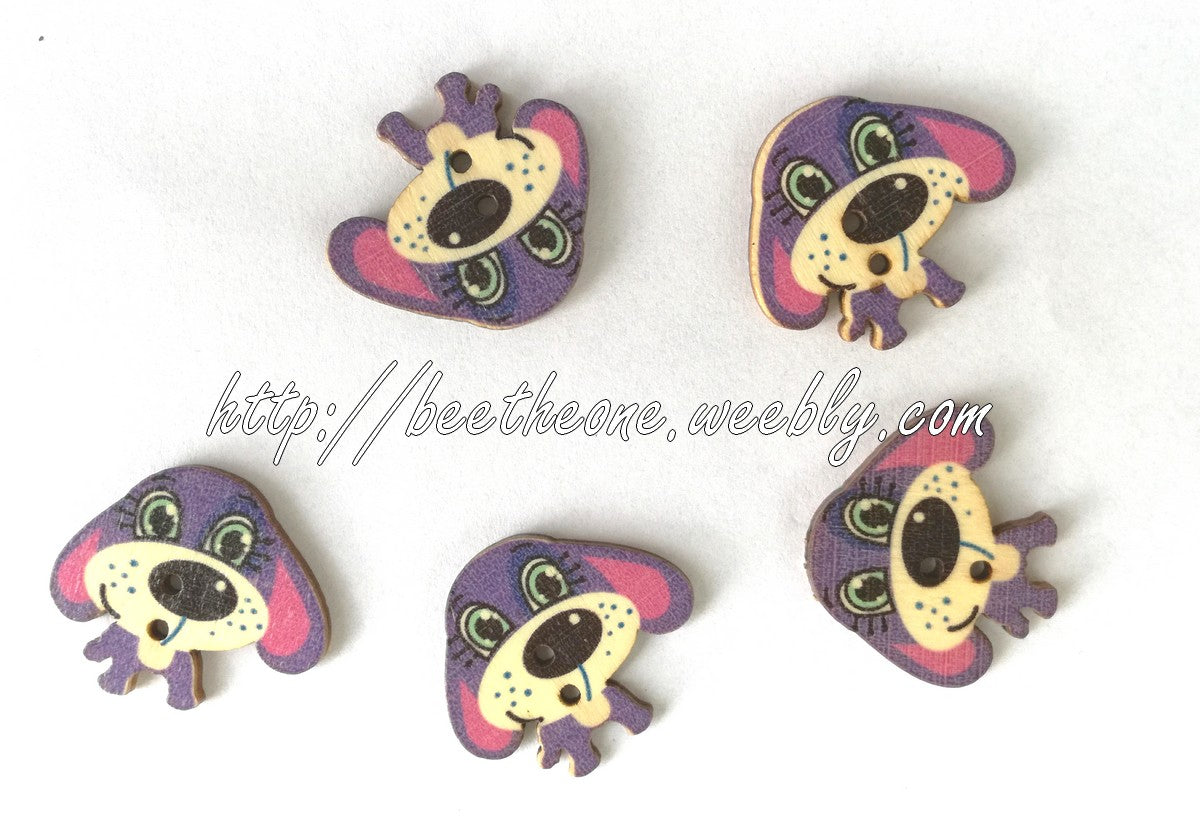 Bouton "Petit Chien" en bois - 30 mm - 6 coloris disponibles
