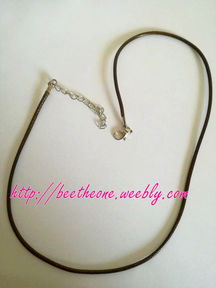 Collier ras-de-cou en coton ciré avec fermoir - Marron foncé