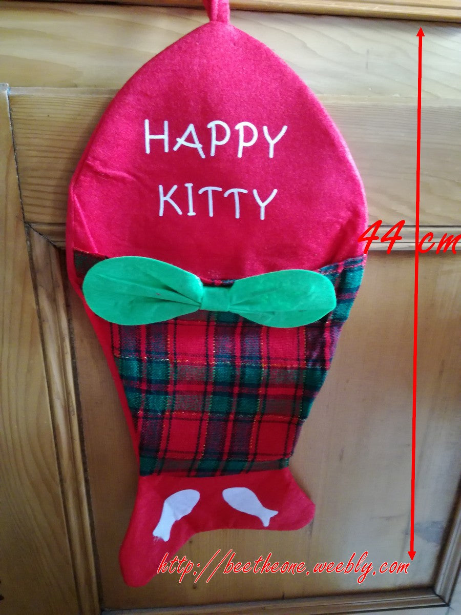 Décoration pour maison grande Chaussette Bas de Noël pour animaux en tissu - Chat ou Chien