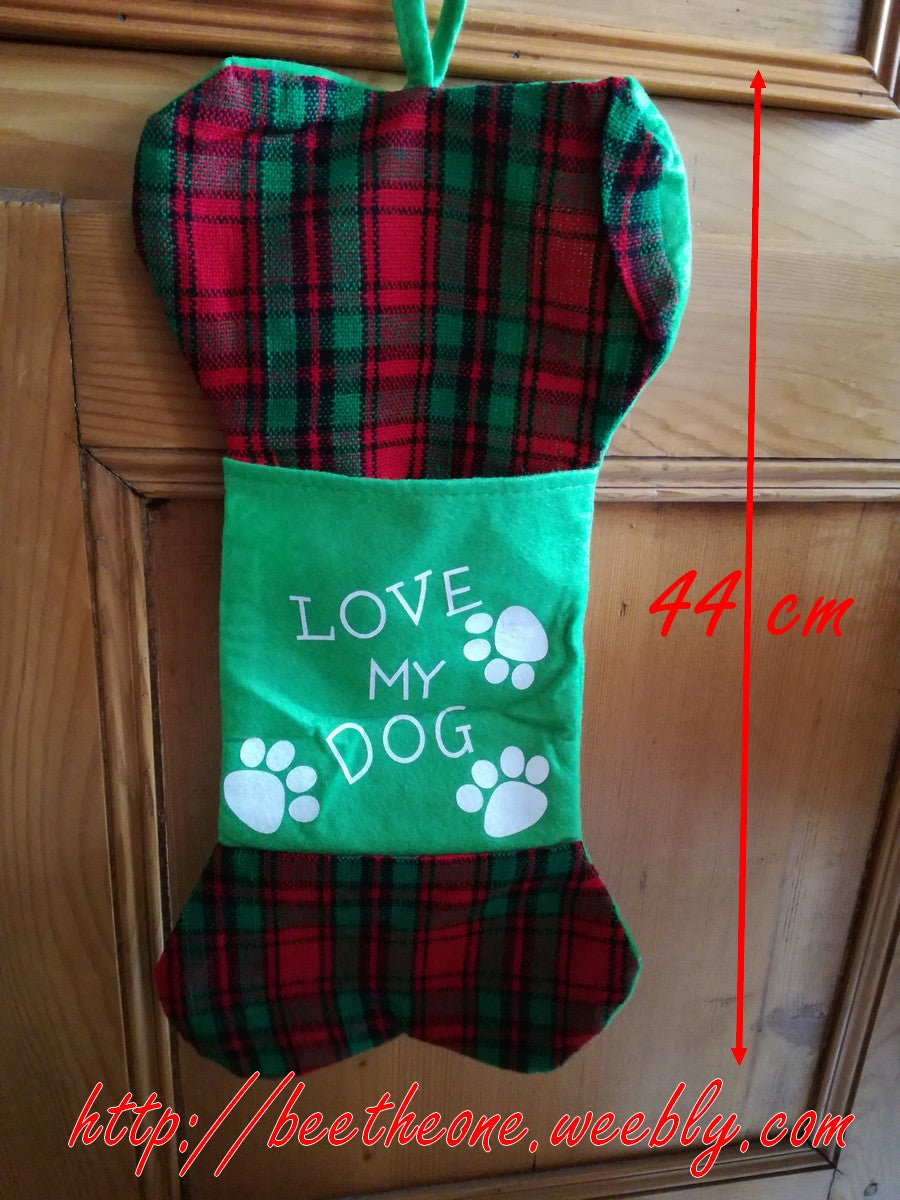 Décoration pour maison grande Chaussette Bas de Noël pour animaux en tissu - Chat ou Chien