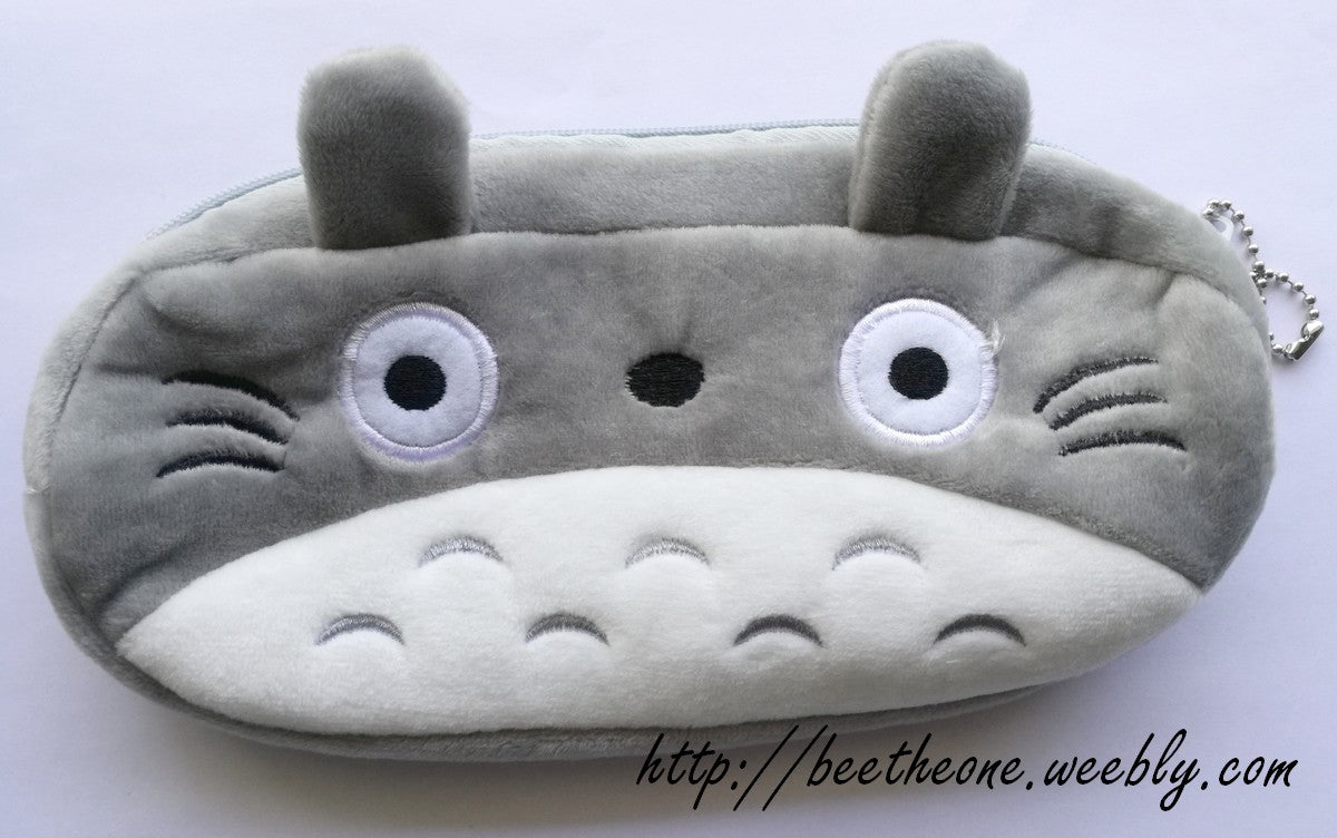 Trousse de rangement plate Monstre gris en peluche