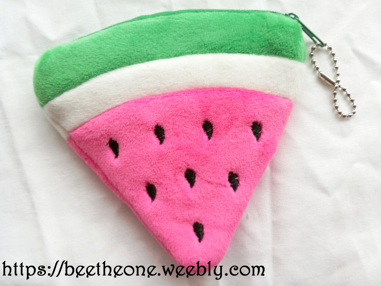 Porte-monnaie kawaii Tranche de Pastèque ou Melon en peluche - rouge, rose, jaune ou vert