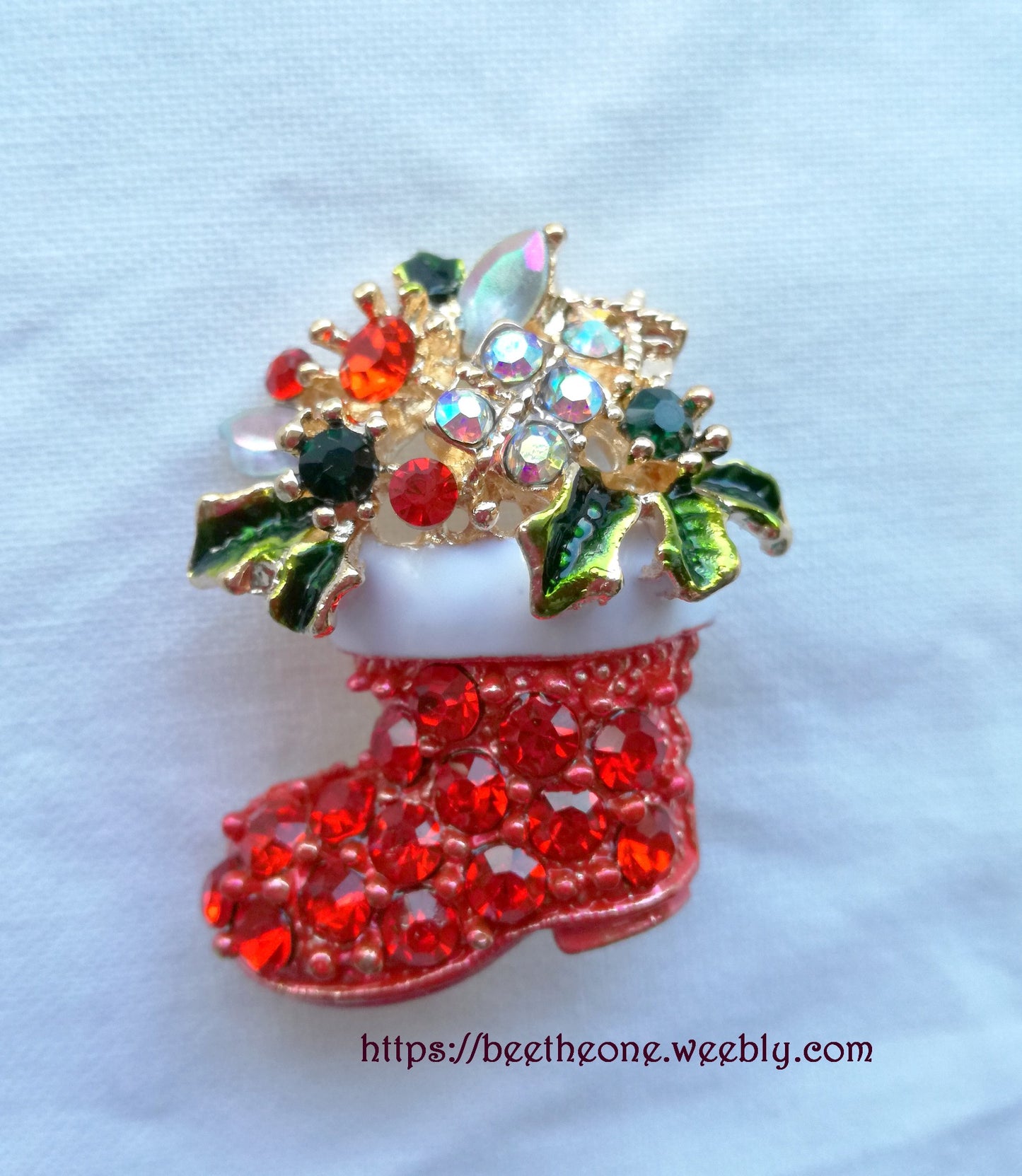 Broche Cabochons et Strass Botte de Noël
