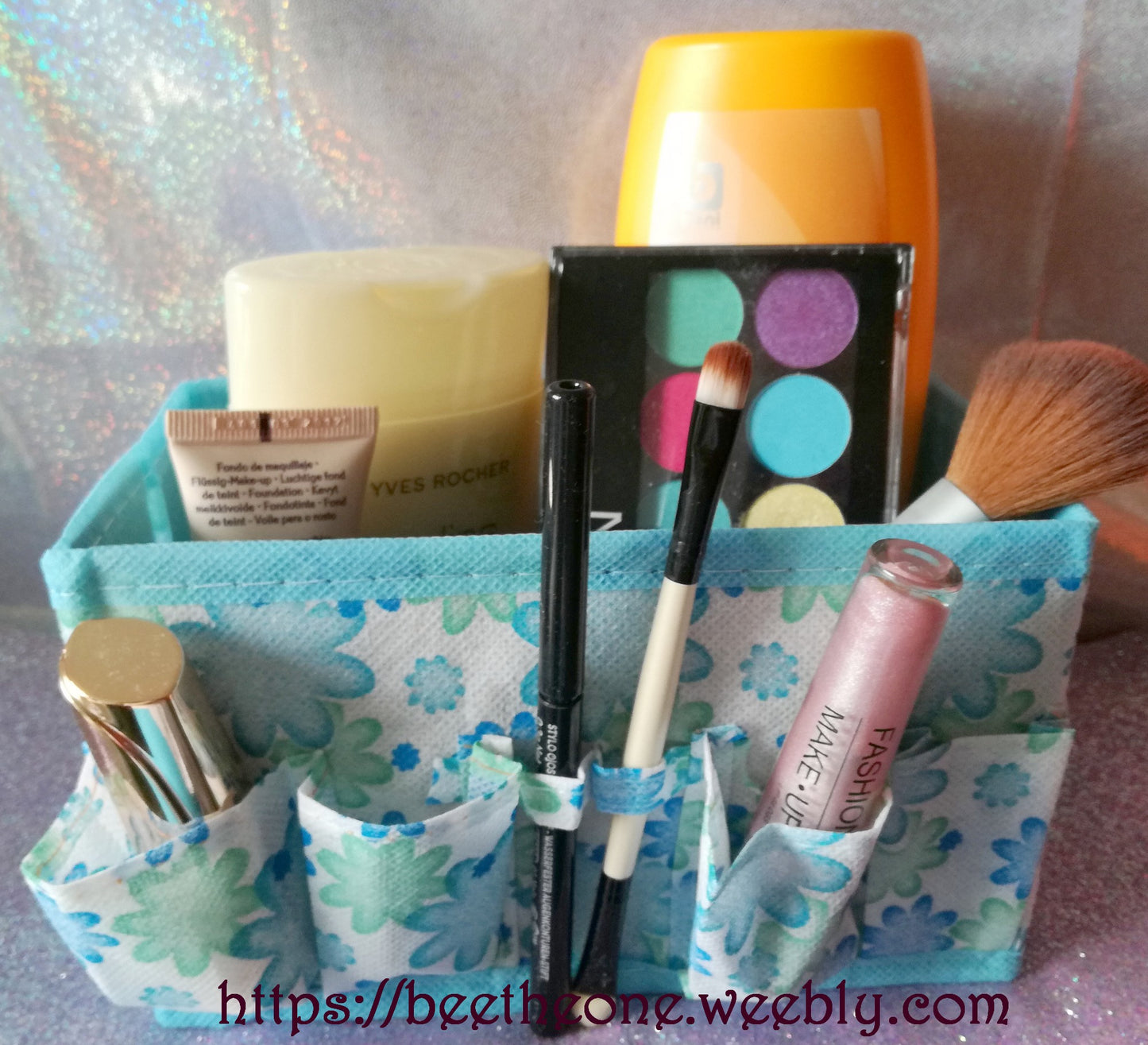 Boîte de rangement multi-poches transportable en toile - Bleue