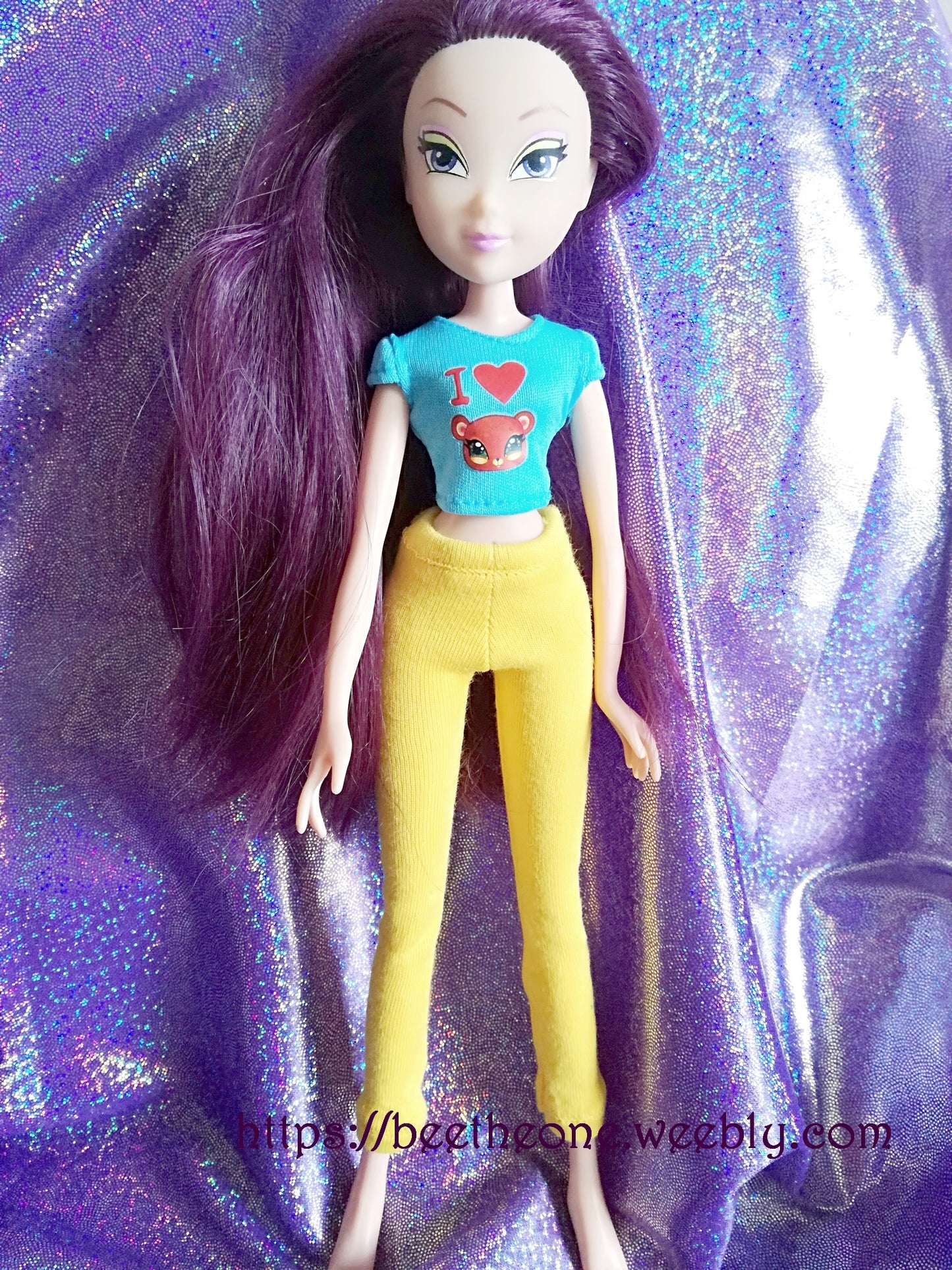 Pantalon collant leggings 7/8 pour poupées Winx Club (Smoby/Simba, Giochi Preziosi et Jakks Pacific) - Jaune - Collection Basics - Marque Zambara