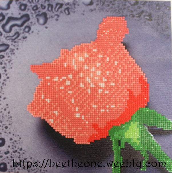 Kit Broderie Diamant Fleur "Ma Première Rose" - 30 x 30 cm - Rouge, rose ou violet