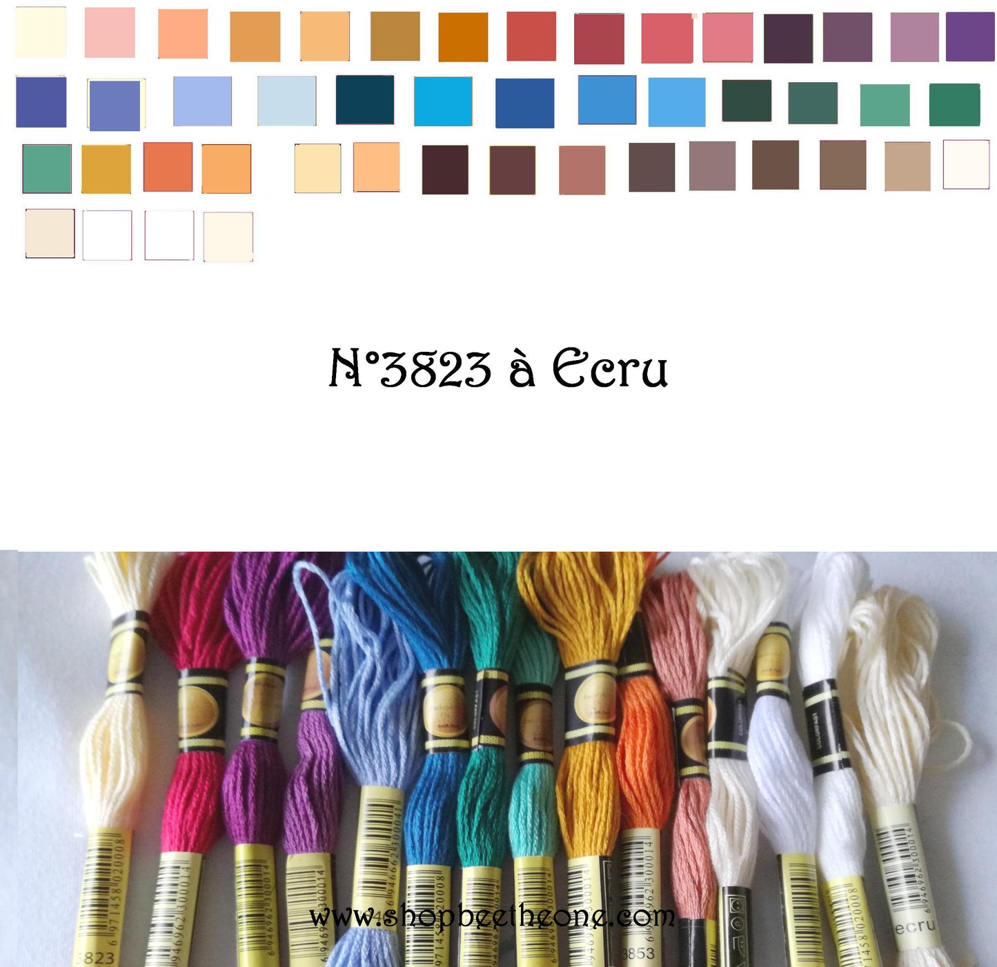 Fil écheveau de coton mouliné pour broderie - 8 m - 6 brins - Coloris DMC 3823 à Ecru - sans marque
