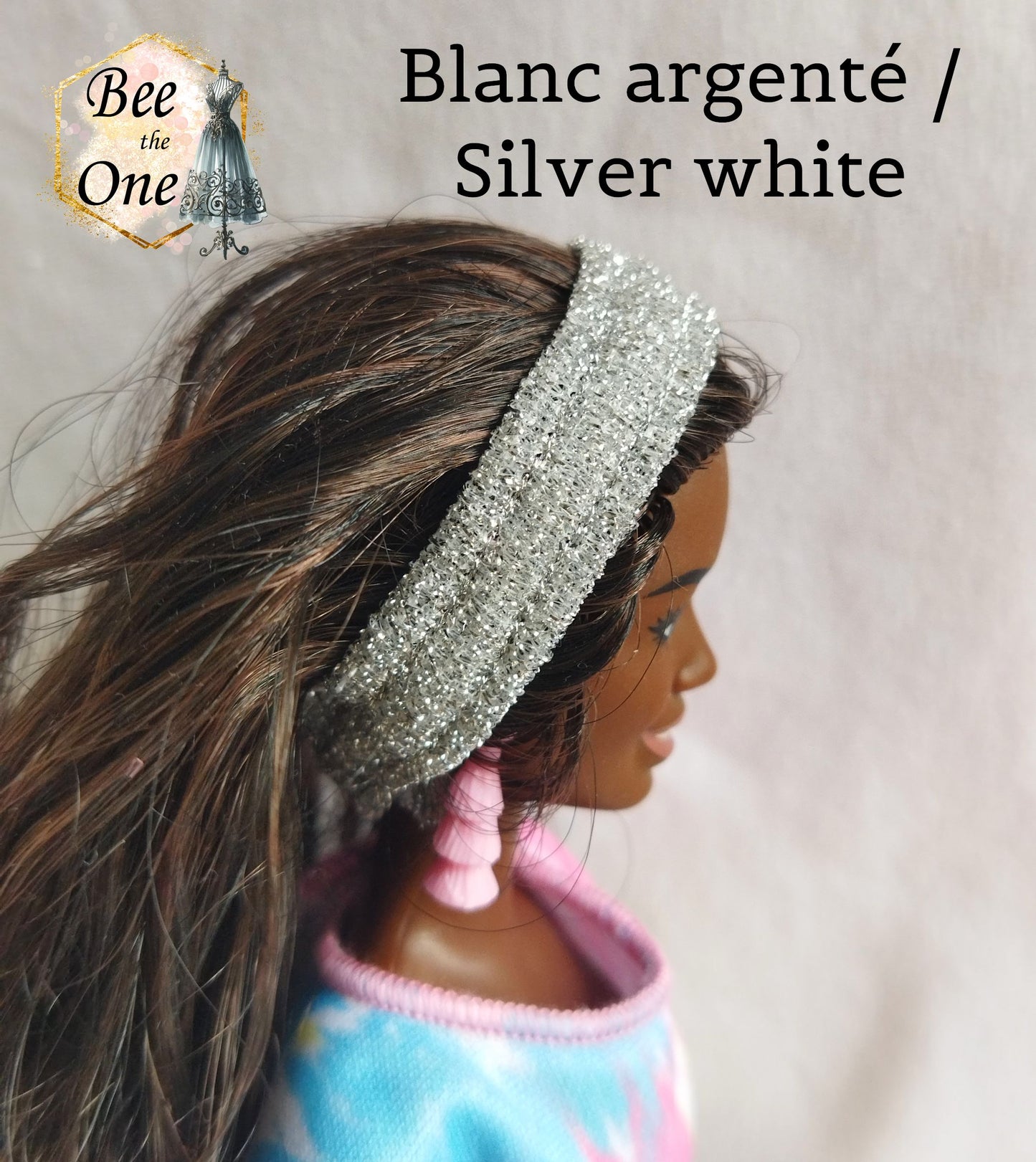 Lot de 2 Bandeaux de tête brillant pour poupées Barbie - 4 coloris - Collection Glitter Party - par Bee the One