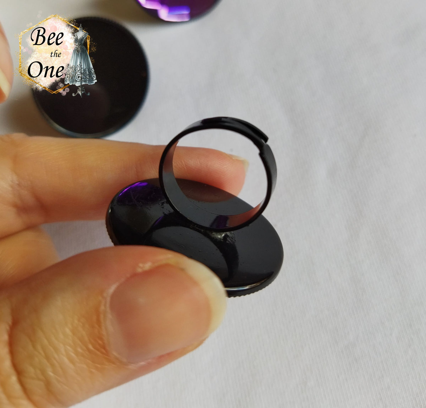 Support cabochon pour bague ajustable - pour cabochon 30 mm - noir, argenté ou bronze