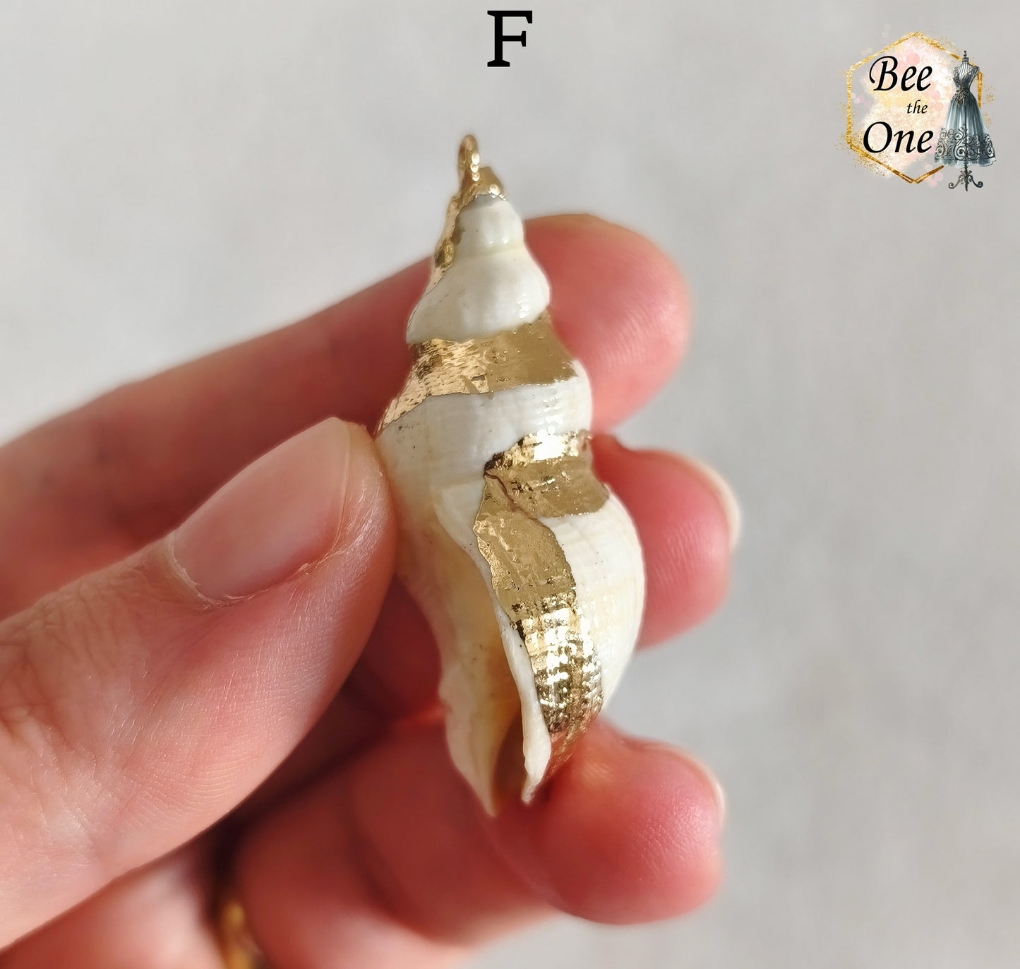 Breloque pendentif Coquillage naturel Buccin - de 40 à 60 mm (au choix) - naturel/doré