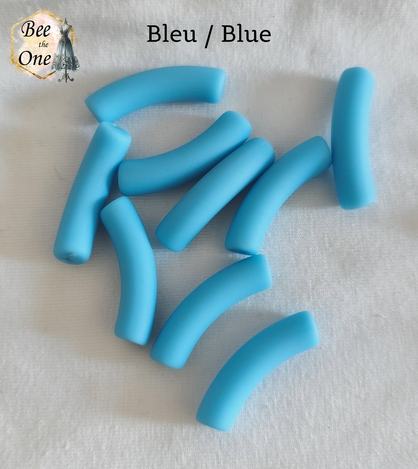 Perle tube en acrylique finition mate - 32 x 7 mm - Bleu ou orange
