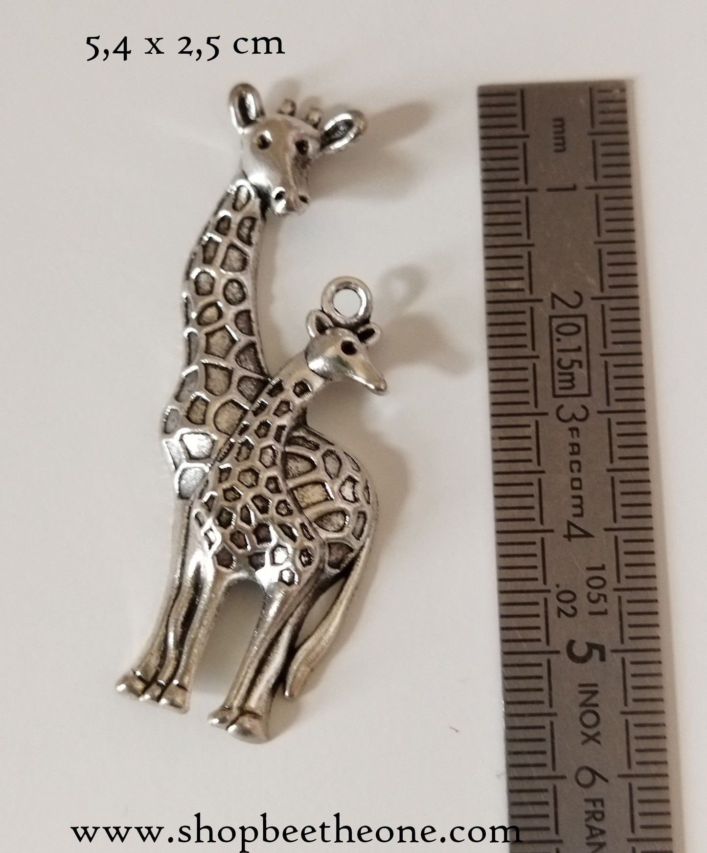 Grande breloque Maman Girafe - 54 mm - argenté