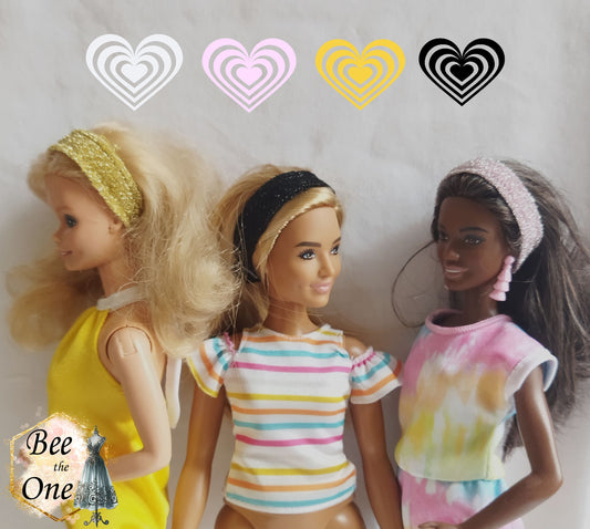 Bandeau de tête brillant pour poupées Barbie - 4 coloris - Collection Glitter Party - par Bee the One