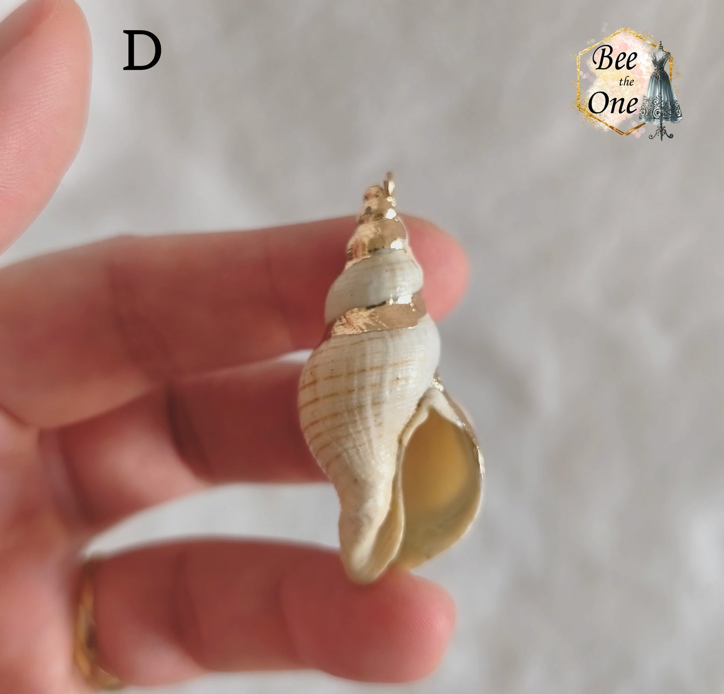 Breloque pendentif Coquillage naturel Buccin - de 40 à 60 mm (au choix) - naturel/doré