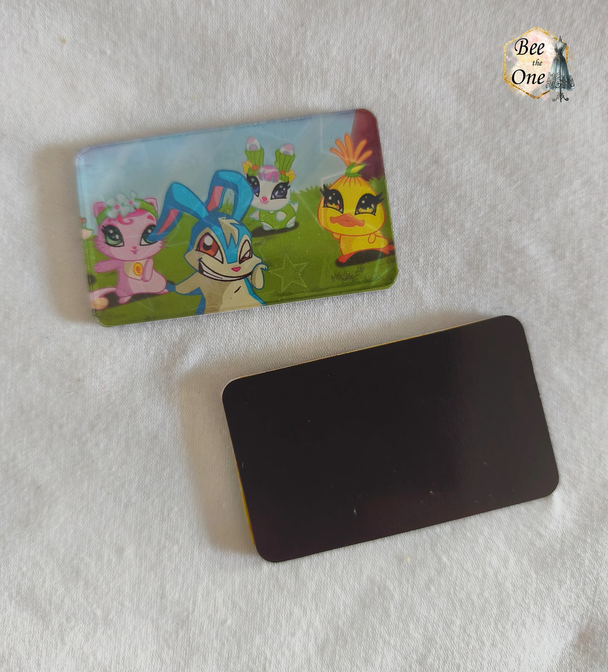 Magnets rectangulaires horizontaux transparents illustrant des scènes du dessin animé Winx Club. Gros plan 