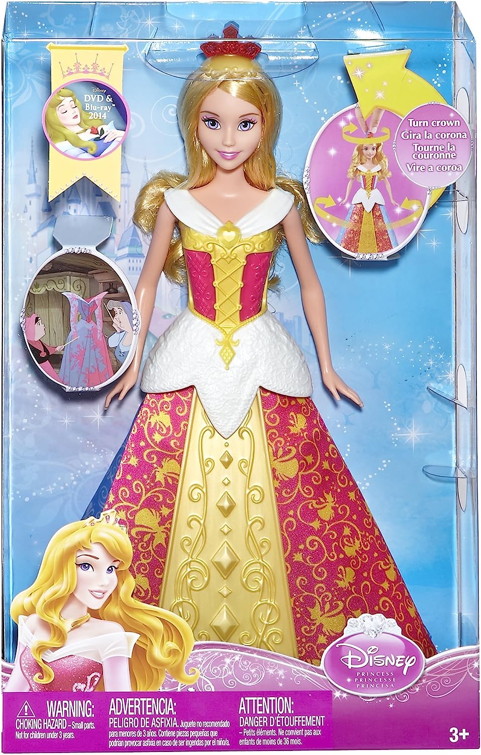 Disney Princesses Aurore Robe Enchantee Magic Dress Sleeping Beauty Mattel 2014 Poupee