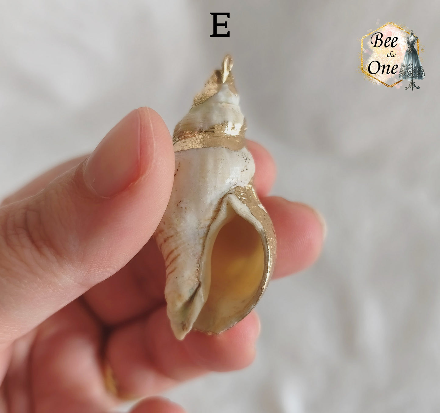 Breloque pendentif Coquillage naturel Buccin - de 40 à 60 mm (au choix) - naturel/doré