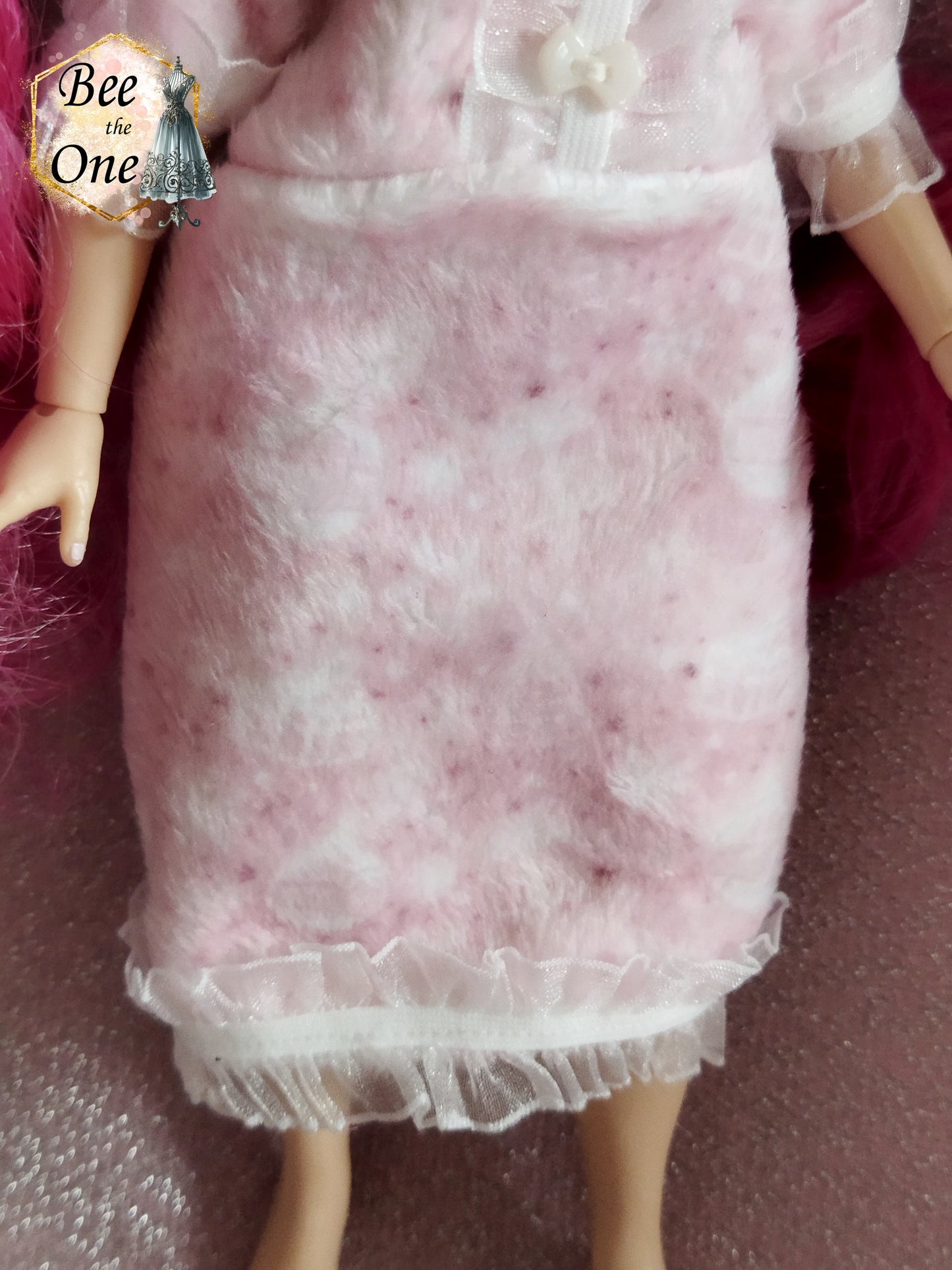 Chemise de nuit minky rose pour poupées Rainbow High - Collection Noël - par Bee the one