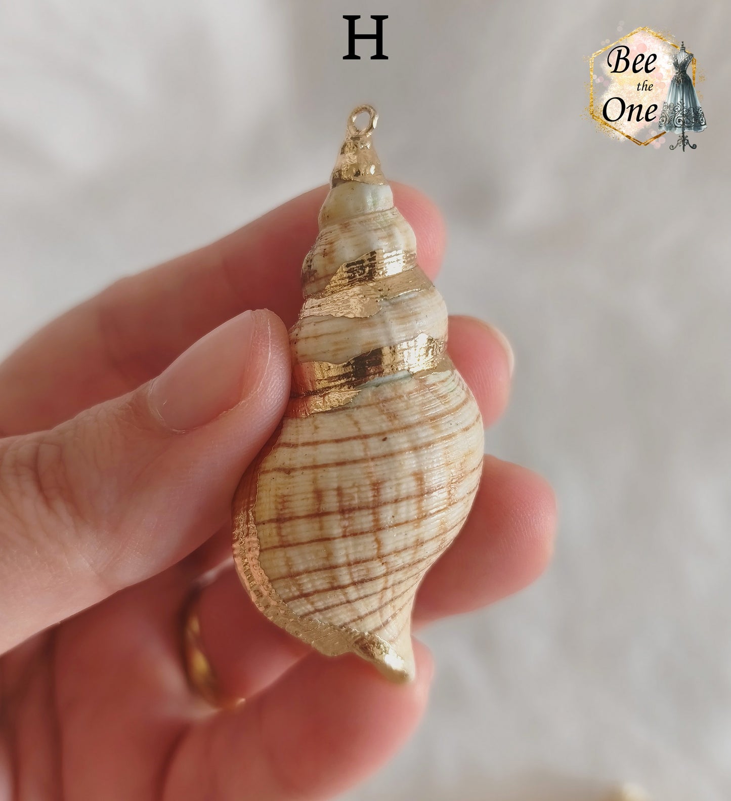 Breloque pendentif Coquillage naturel Buccin - de 40 à 60 mm (au choix) - naturel/doré