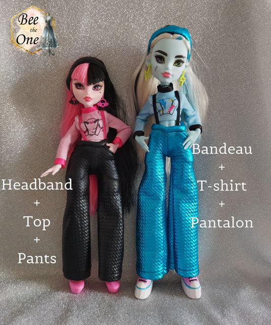 Fashion Pack Glitter Party - Bandeau + T-shirt + Pantalon pour poupées Monster High G3 - Edition Limitée - 2 modèles - Collection Glitter Party - par Bee the One