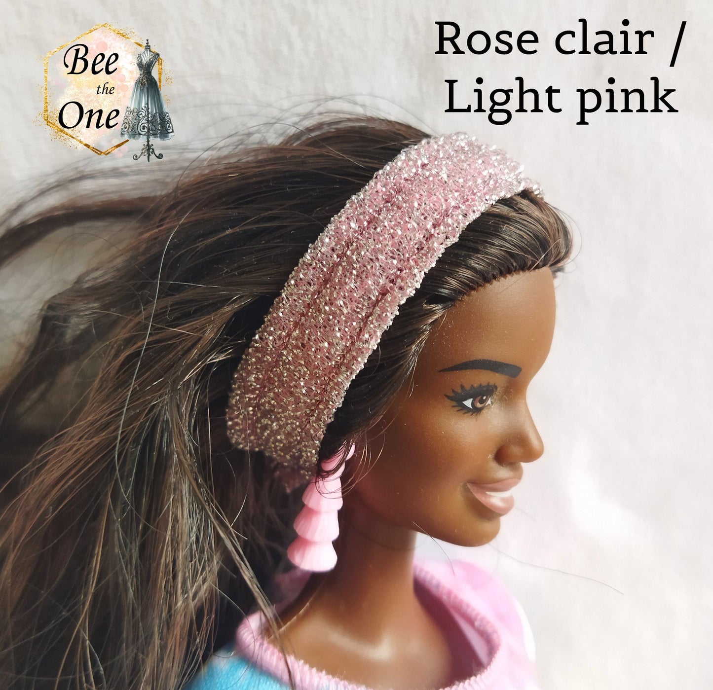 Lot de 2 Bandeaux de tête brillant pour poupées Barbie - 4 coloris - Collection Glitter Party - par Bee the One
