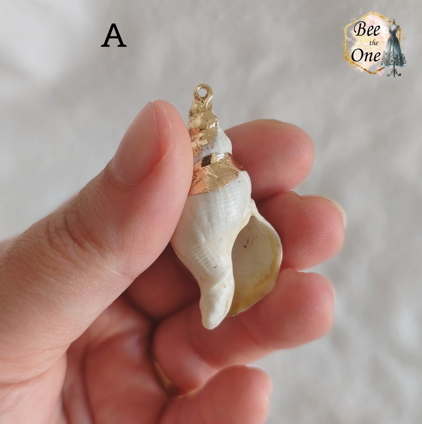 Breloque pendentif Coquillage naturel Buccin - de 40 à 60 mm (au choix) - naturel/doré