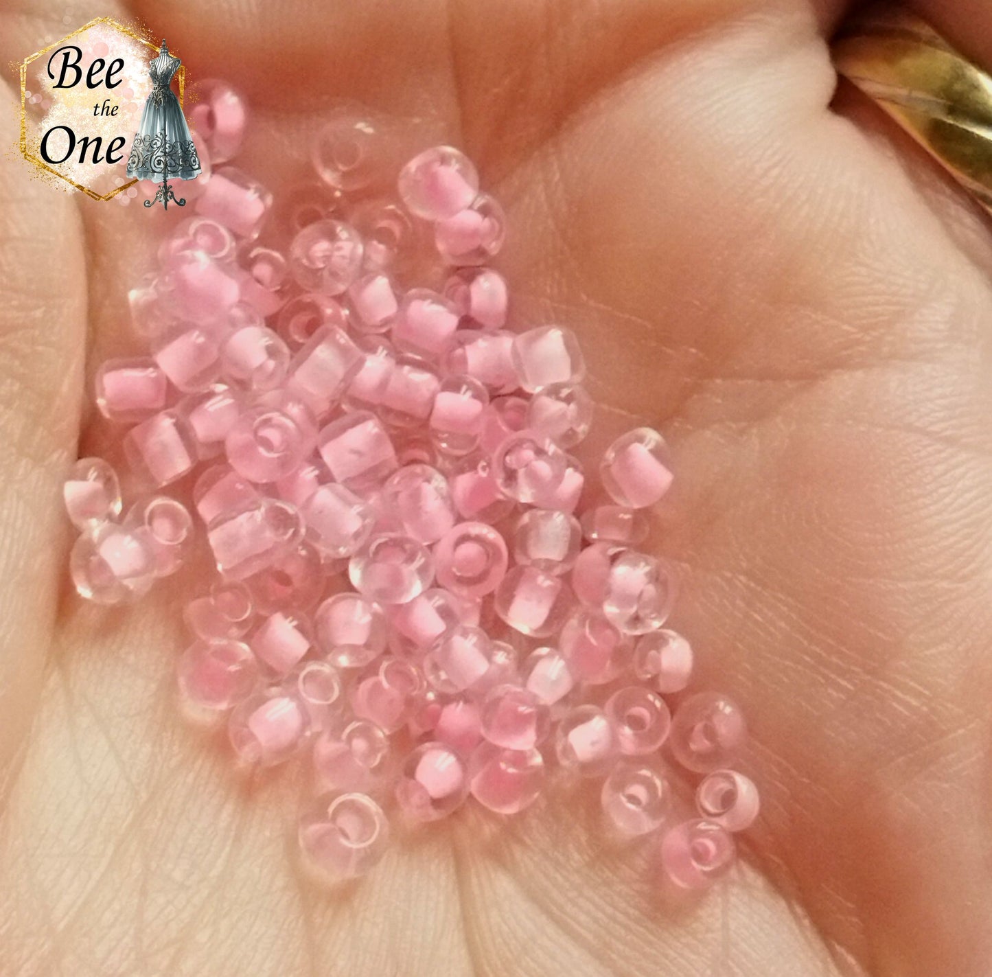 Lot de 1 g de Perles de rocaille intercalaire graine en verre - 3 mm - camaïeu rose clair