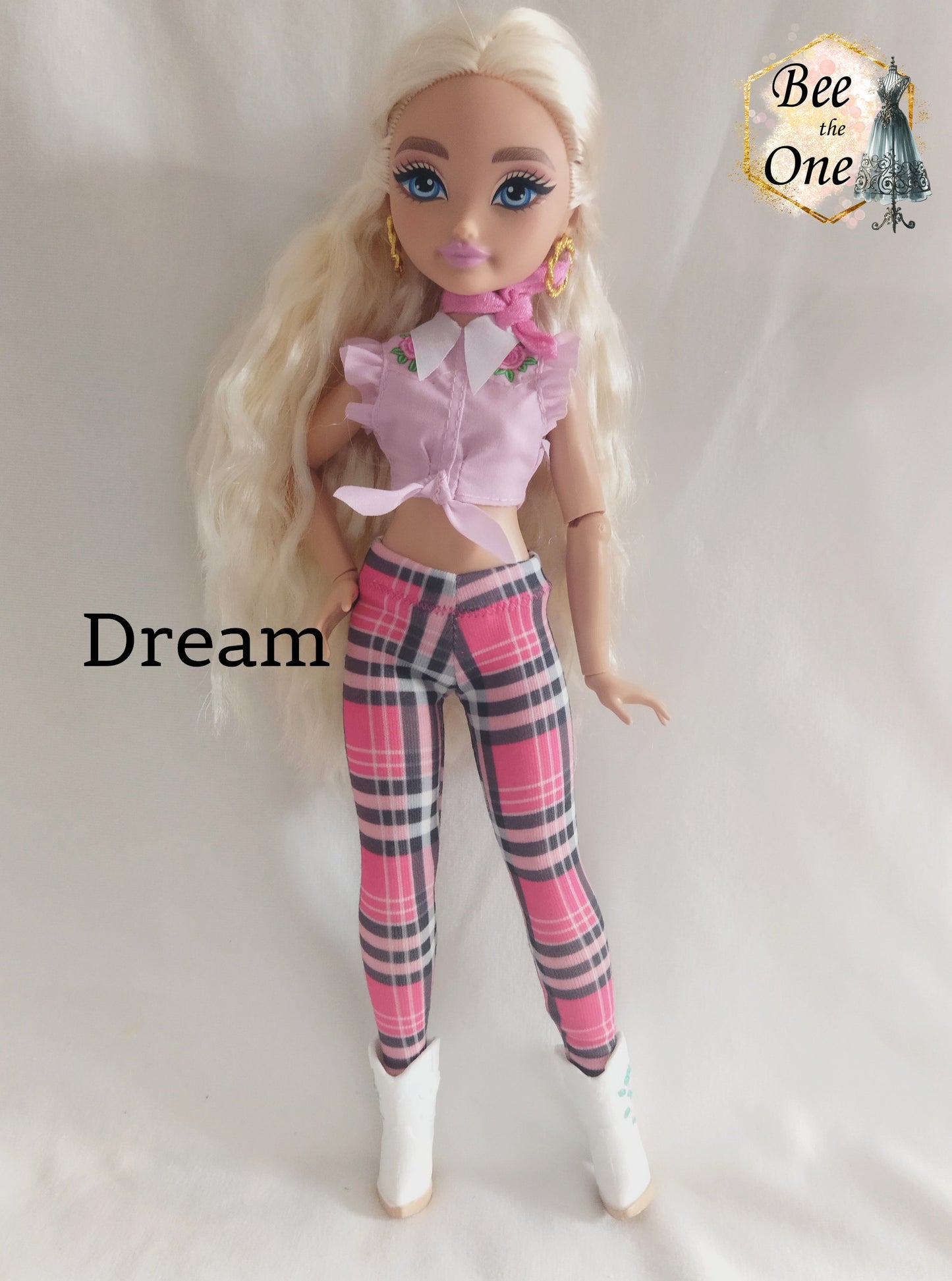 Pantalon collant leggings long motif tartan pour poupées Barbie - 3 tailles - Collection Basics - par Bee the One