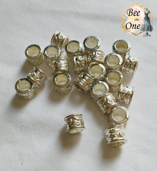 Perle intercalaire tube motif style elfique, viking.. - en métal - 8 mm - trou 6 mm
