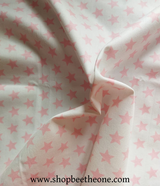 Coupon de twill coton "Etoiles" - 50 x 50 cm - rose