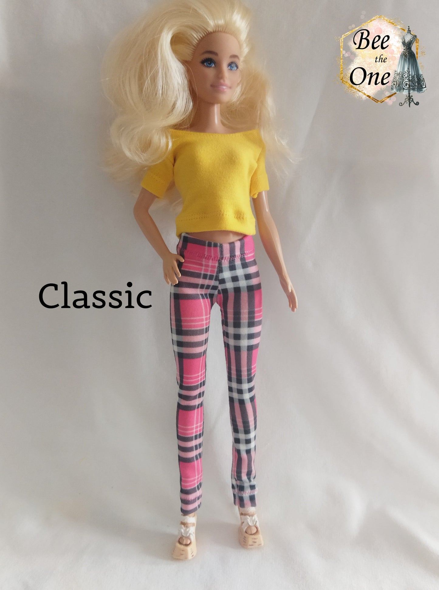 Pantalon collant leggings long motif tartan pour poupées Barbie - 3 tailles - Collection Basics - par Bee the One