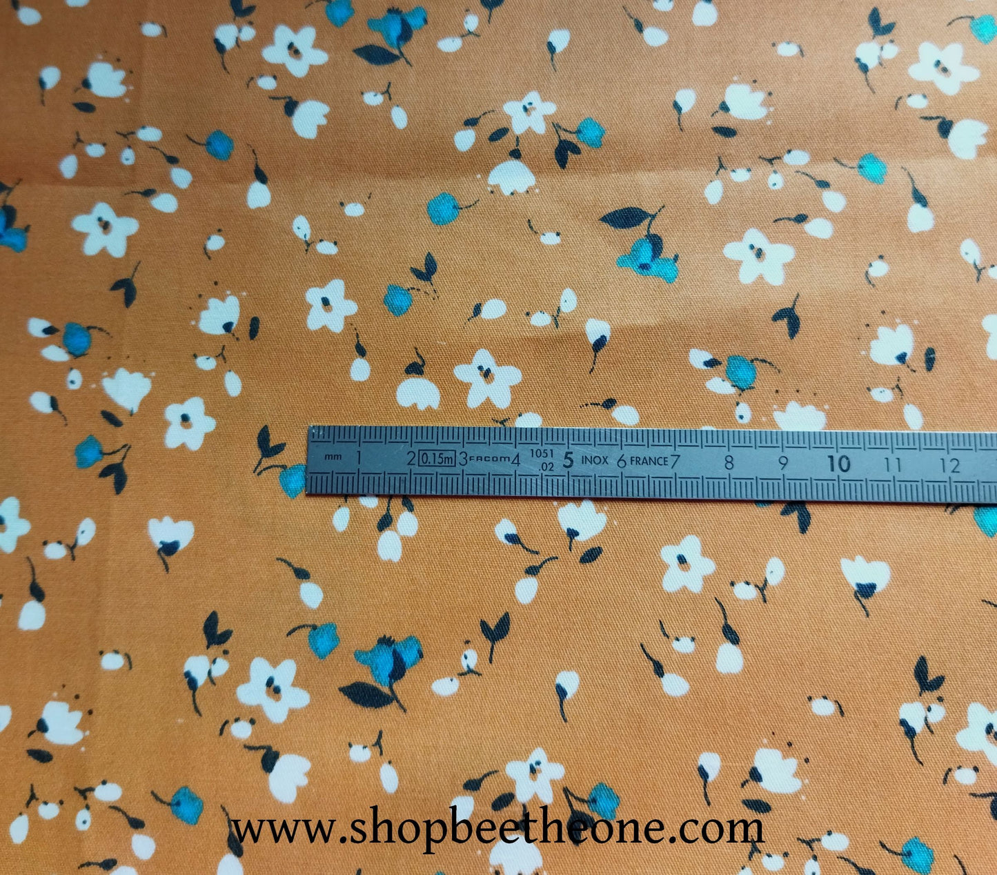 Coupon de twill coton "Petites fleurs" - 50 x 50 cm - fond jaune ou gris