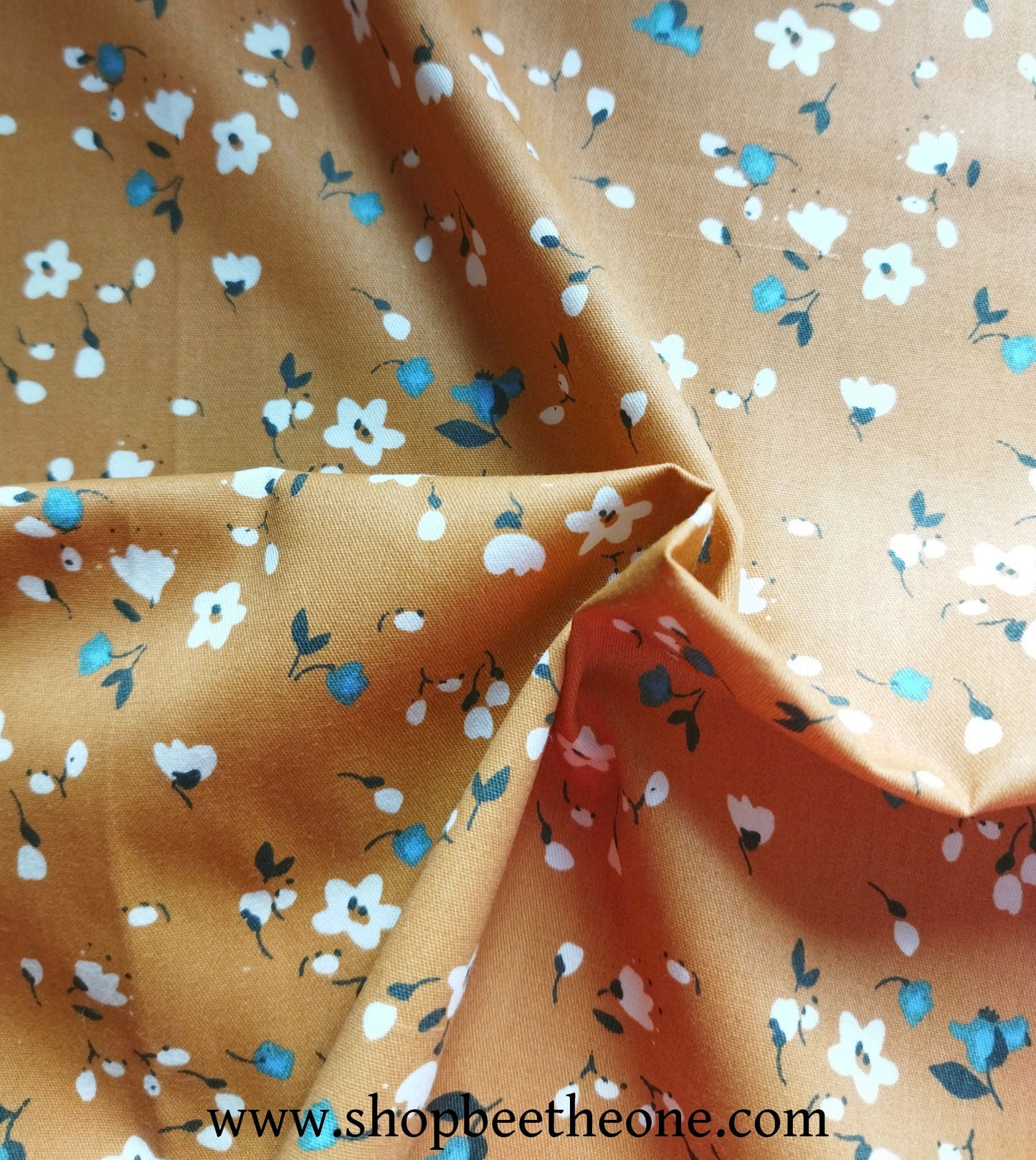 Coupon de twill coton "Petites fleurs" - 50 x 50 cm - fond jaune ou gris