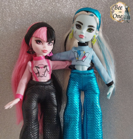 T-shirt manches longues imprimé exclusif pour poupées Monster High G3 - 2 modèles - Collection Glitter Party - par Bee the One