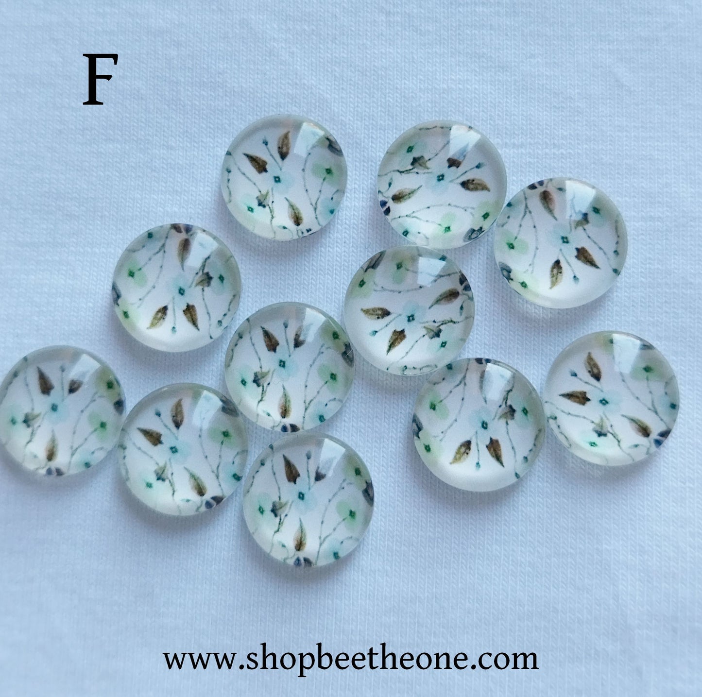 Cabochon rond en verre demi-perle avec image "Fleurs de printemps" - 12 mm - 12 modèles
