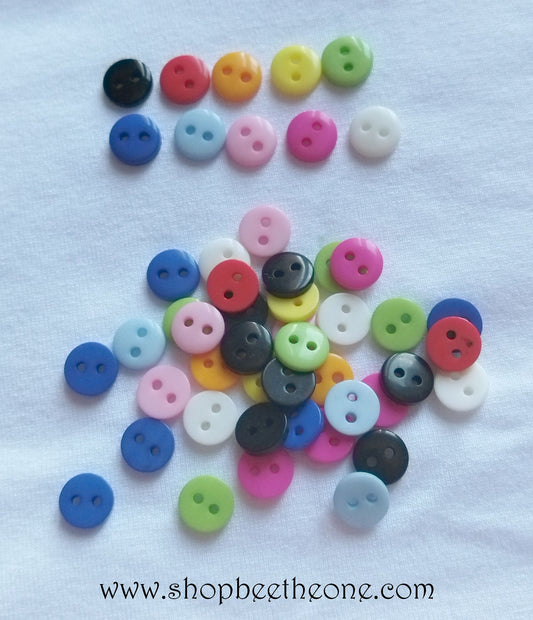 Mini Bouton Rond en plastique - 9 mm - 10 coloris disponibles