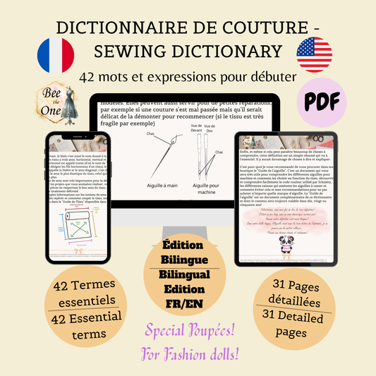 Dictionnaire de Couture spécial vêtements de poupées - FR/EN - PDF - À télécharger