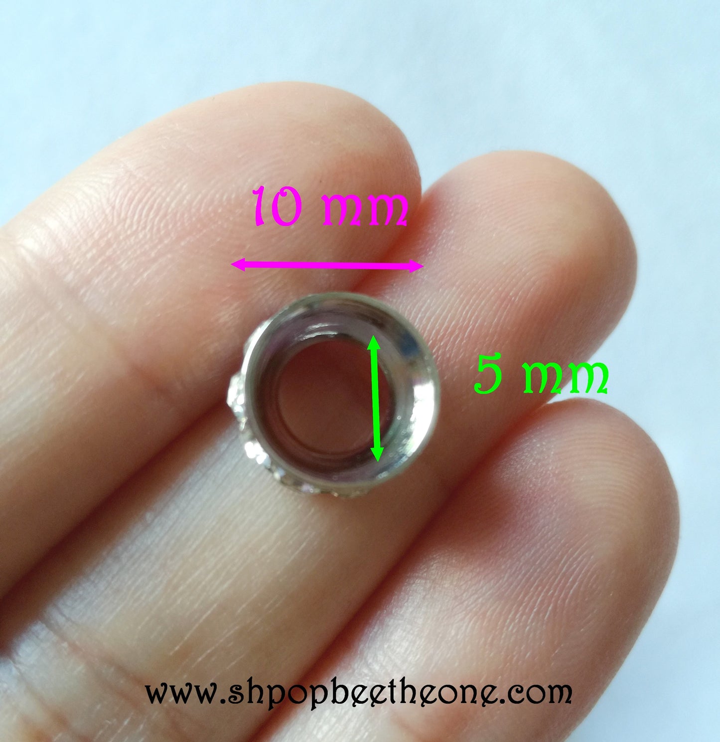 Perle rondelle intercalaire ronde à strass - 10 mm - trou 5 mm