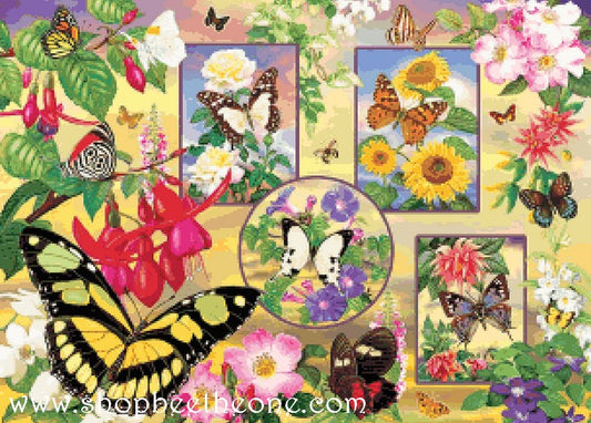 Diagramme grille digitale Broderie au point de croix - "La Magie des papillons" - Collection "Les Papillons"