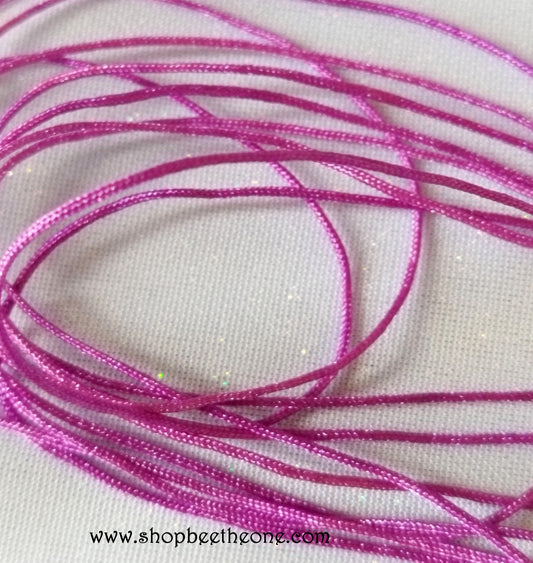 Cordon en nylon tressé "queue de rat" satiné - 1 mm x 1 mètre - Violet