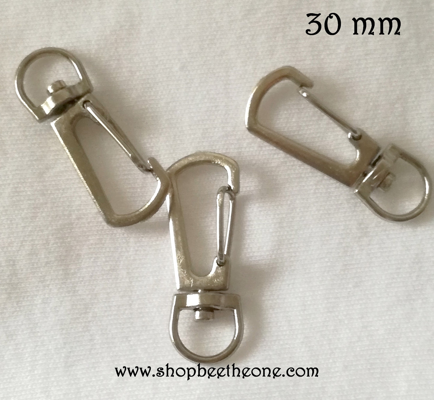 Attache Fermoir clip poussoir à pivot rotatif - pour porte-clé, sacs, décoration... - 2 tailles - Argenté