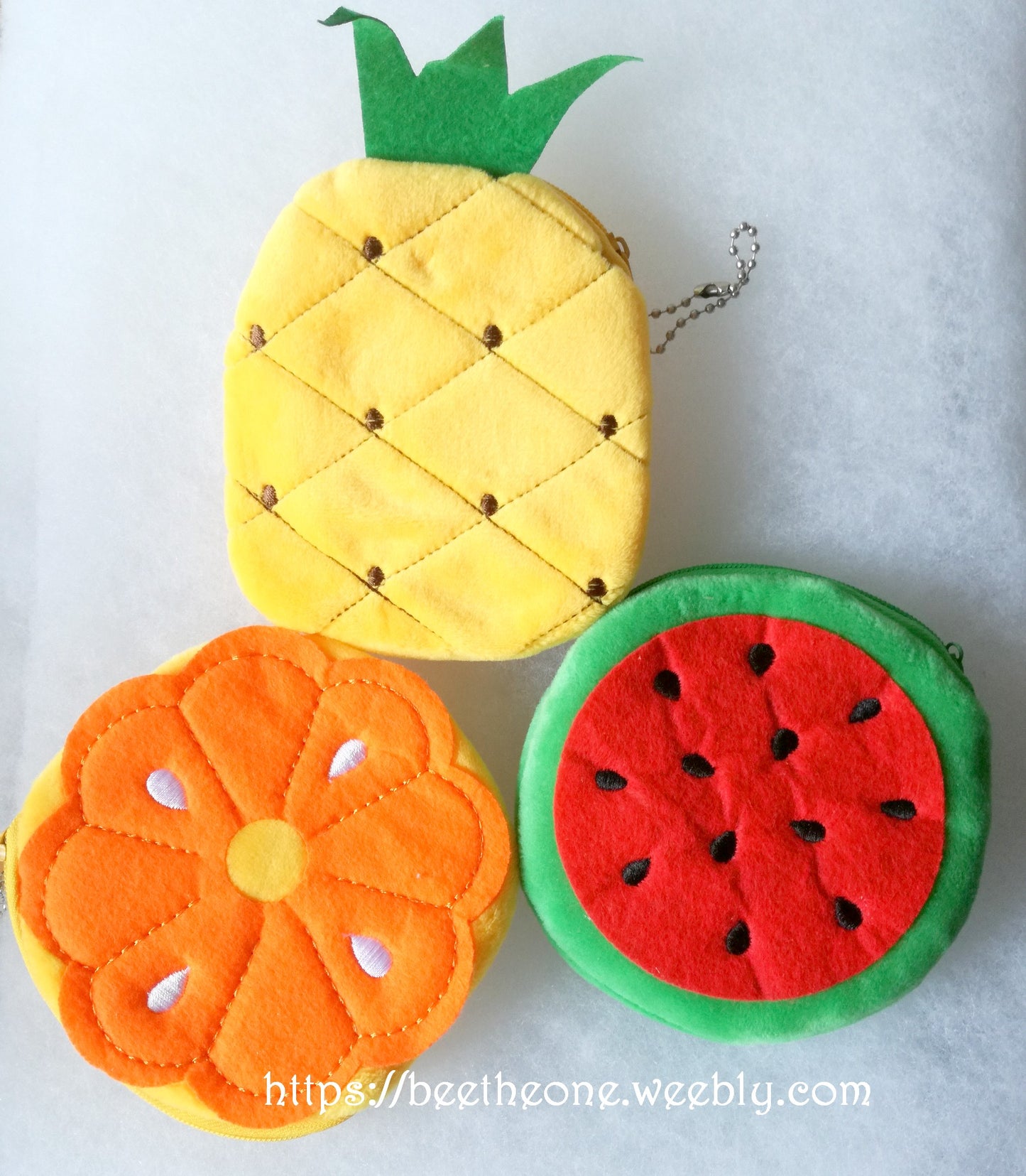 Porte-monnaie kawaii Fruit exotique en peluche - Ananas, pastèque ou orange