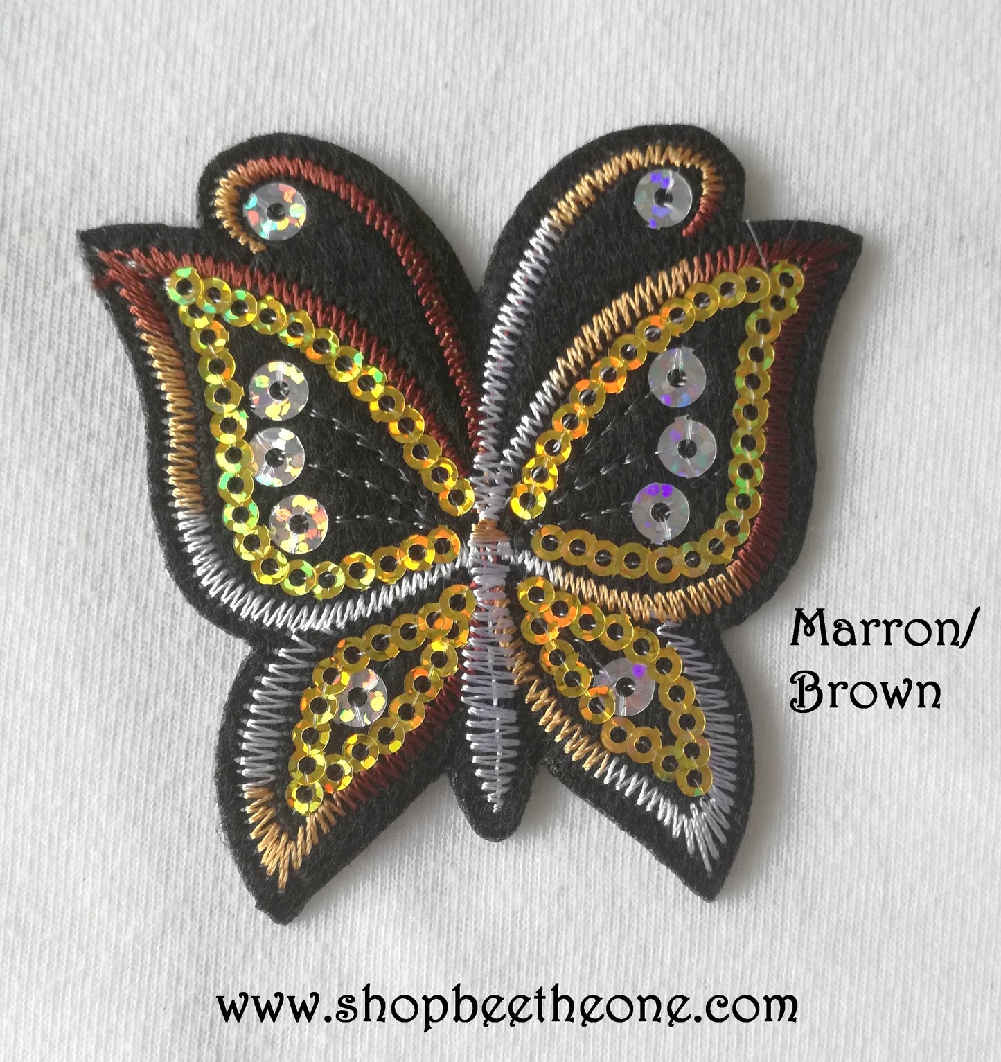 Applique écusson patch thermocollant Papillon dégradé à sequins holographiques - 7 coloris