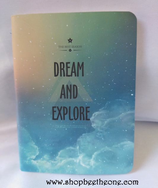 Cahier/Notebook fin "Dream and Explore" - 10,5 x 14 cm - Galaxie bleue