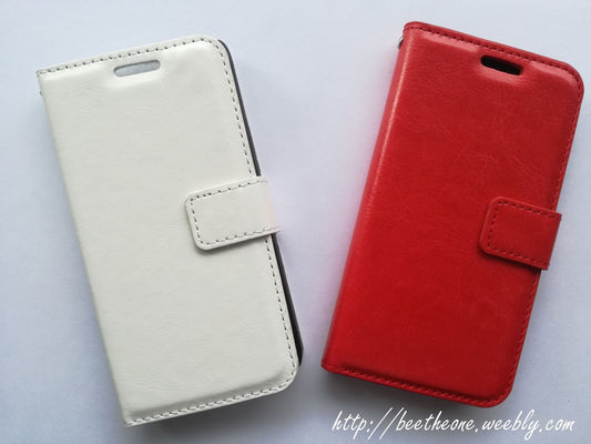 Coque étui Porte-feuille rigide effet cuir - Samsung Galaxy A3 (2015) - Blanc ou rouge