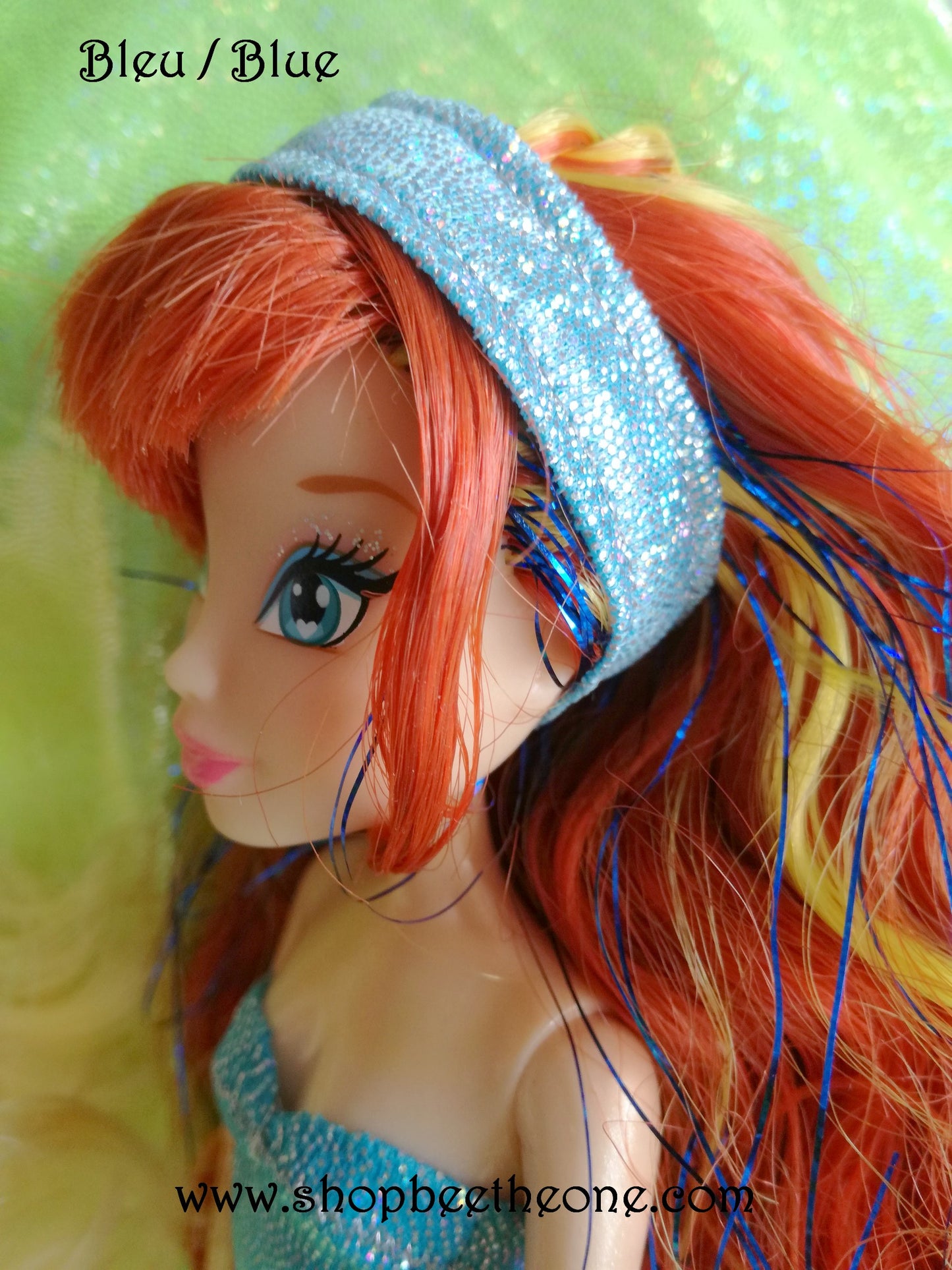 Bandeau de tête imprimé holographique pour poupées Winx Club (Witty Toys/Jakks Pacific et Mattel) - 3 coloris - Collection Glitter Party - Marque Zambara